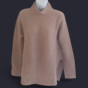 Mijeong Park Sweater Rolled Mock Neck Large Side Slit Vents